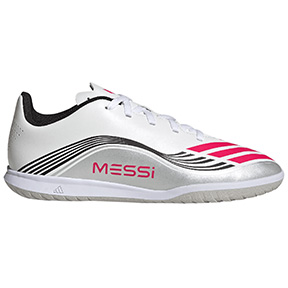 adidas Youth  Messi   F50 Club Indoor Shoes (White/Lucid Red)
