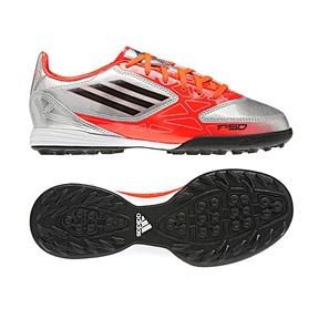 adidas Youth F10 TRX Turf Soccer Shoes (Orange/Silver)