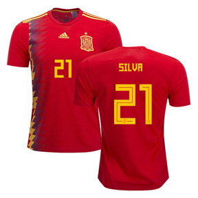 adidas Youth Spain Silva #21 Jersey (Home 18/19)