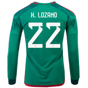 adidas Mexico  Lozano #22 WC22 Long Sleeve Jersey (Home 22/24)