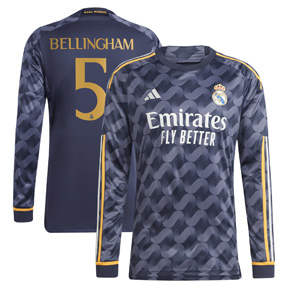 adidas   Real Madrid  Bellingham #5 LS Soccer Jersey (Away 23/24)