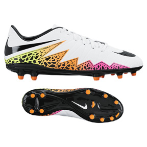 Nike HyperVenom Phelon II FG Soccer Shoes (White/Black/Orange)