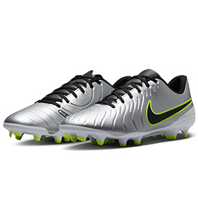 Nike  Tiempo Legend  10 Club FG Soccer Shoes (Metallic Silver/Black/Volt)