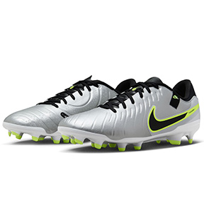 Nike  Tiempo Legend  10 Academy FG Soccer Shoes (Silver/Black/Volt)