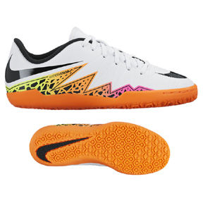 Nike Youth HyperVenom Phelon II Indoor Soccer Shoes (White/Multi)