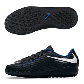Nike Youth HyperVenomX Phelon III Turf Soccer Shoes (Black/Royal)