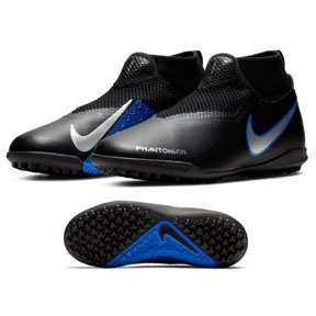Nike Youth Phantom Vision Academy DF Turf Shoes (Black/Blue)