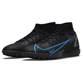 Nike  Mercurial  Superfly 8 Academy Turf Soccer Shoes (Black/Blue)