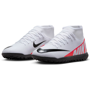 Nike Youth  Mercurial Superfly 9 Club Turf Shoes (White/Crimson)