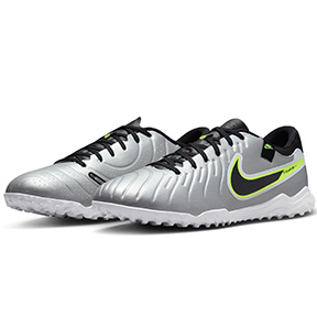 Nike  Tiempo Legend  10 Academy Turf Soccer Shoes (Silver/Black/Volt)