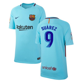 Nike Youth Barcelona Suarez #9 Soccer Jersey (Away 17/18)