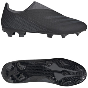 adidas  X Ghosted.3 Laceless LL FG Soccer Shoes (Core Black/Grey)