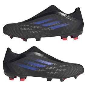 adidas  X Speedflow.3 Laceless LL FG Soccer Shoes (Black/Sonic Ink)