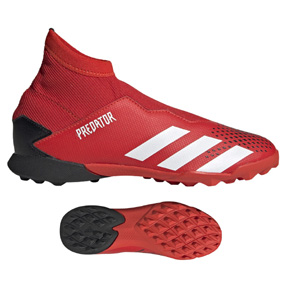 adidas Youth Predator 20.3 Laceless LL Turf Soccer Shoes (Red/Black)