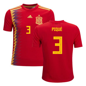 adidas Youth Spain Pique #3 Jersey (Home 18/19)
