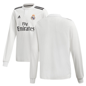 adidas Youth Real Madrid Long Sleeve Soccer Jersey (Home 18/19)