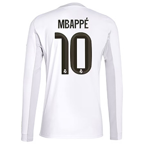 adidas  Real Madrid Mbappe #10 Long Sleeve Soccer Jersey (Home 25/26)