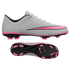 Nike Youth Mercurial Vapor  X FG Soccer Shoes (Wolf Grey/Pink)