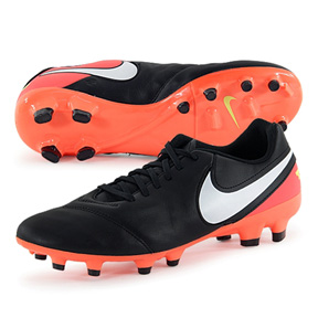 Nike Tiempo Genio II Leather FG Soccer Shoes (Black/Hyper Orange)