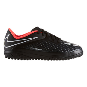 Nike Youth HyperVenom Phelon Turf Soccer Shoes (Black/Punch)