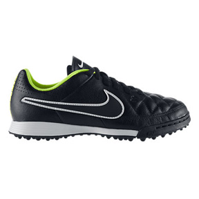 Nike Youth Tiempo Genio Turf Soccer Shoes (Black/White/Volt)