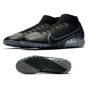 Nike Youth Superfly 7 Academy Turf Soccer Shoes (Black/Cool Grey)