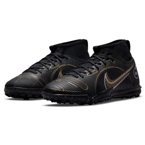 Nike Youth  Mercurial  Superfly 8 Academy Turf Shoes (Black/Gold)