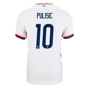 Nike  USA  Mens Pulisic #10 4 Star Soccer Jersey (Home 20/21)