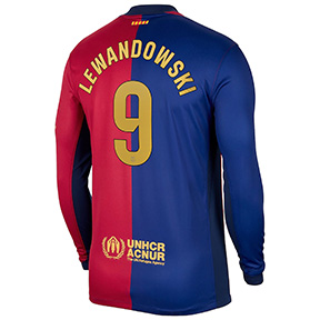 Nike  Barcelona  Lewandowski #9  Long Sleeve Jersey (Home 24/25)