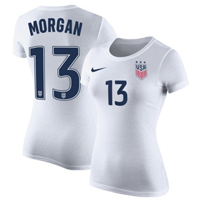 Nike Womens USA Alex Morgan #13 Soccer Tee (White)
