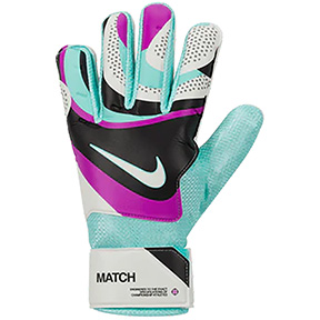 Nike Youth  GK Match Goalie Gloves (White/Turquoise/Fuchsia)