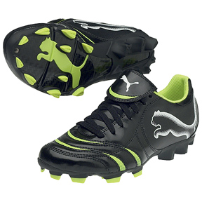 Puma Youth Powercat 4.10 FG Soccer Shoes (Black/Lime)