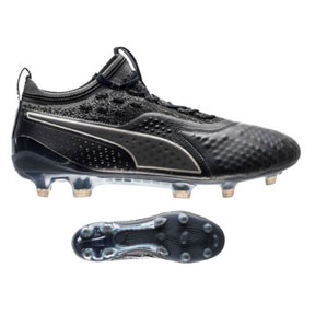 Puma  ONE 1 Leather FG/AG Soccer Shoes (Black/Black)