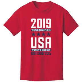 Utopia USA USWNT 4 Star World Cup Champions Tee (Red 2019)