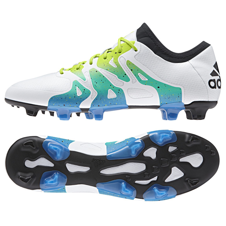 adidas Youth X 15.1 FG/AG Soccer Shoes (White/Solar Slime