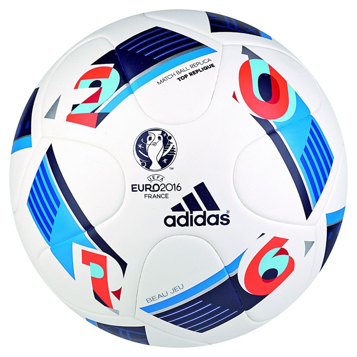 adidas Euro 2016 Top Replique Soccer Ball (White/Pool/Indigo ...