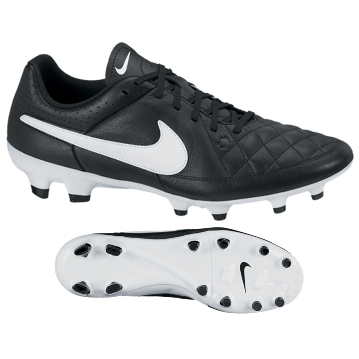 Nike Tiempo Genio Leather FG Soccer Shoes (Black/White ...