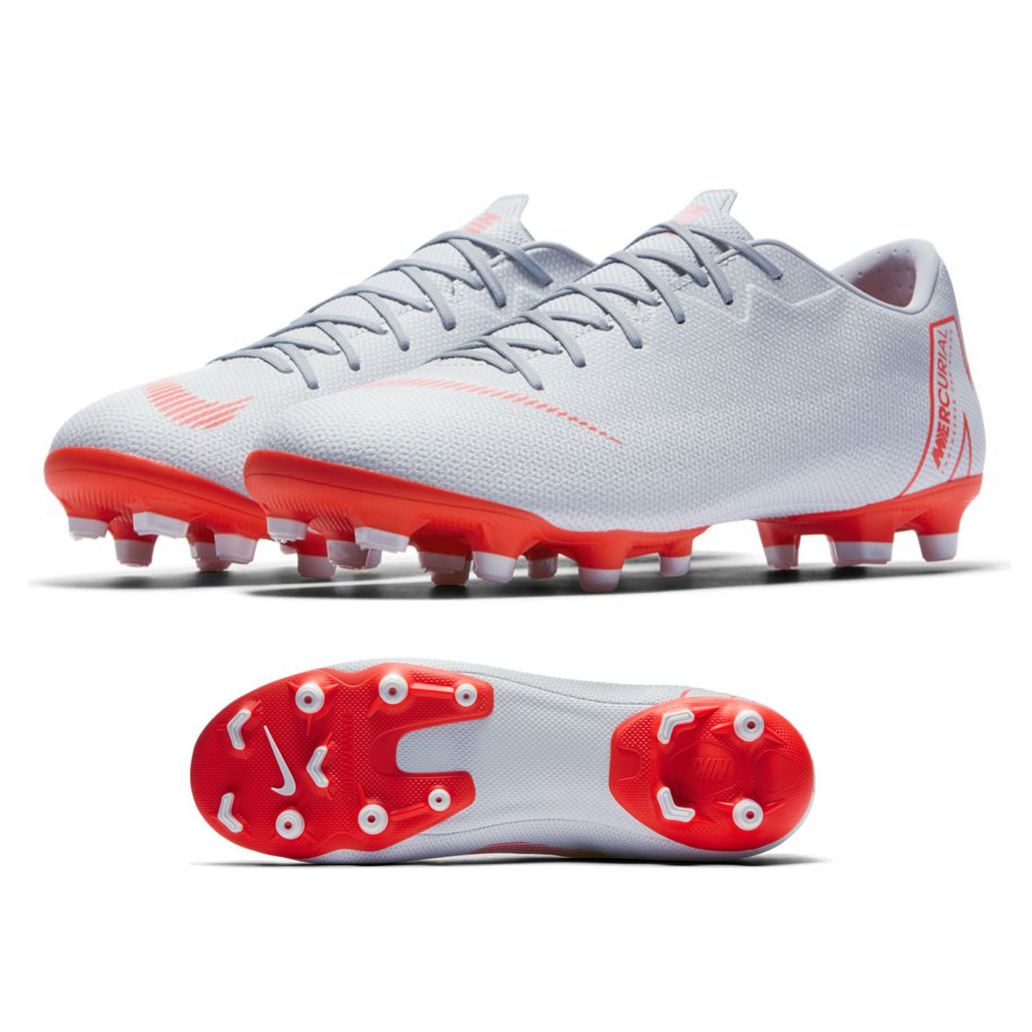 Nike Mercurial Vapor XII Academy Soccer Shoes (Grey/Crimson) @ SoccerEvolution
