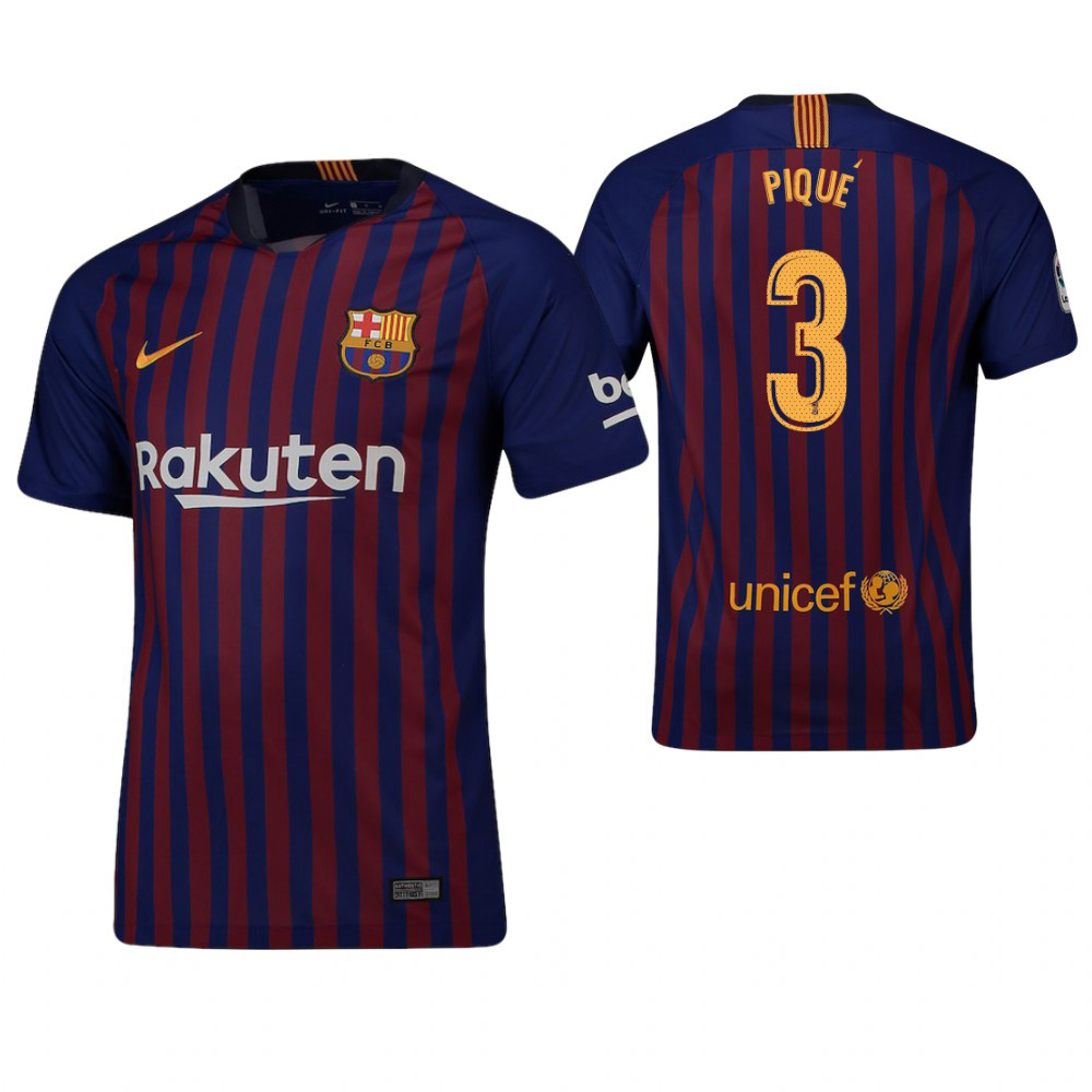 Nike Youth Barcelona Pique #3 Soccer Jersey (Home 18/19) @ SoccerEvolution