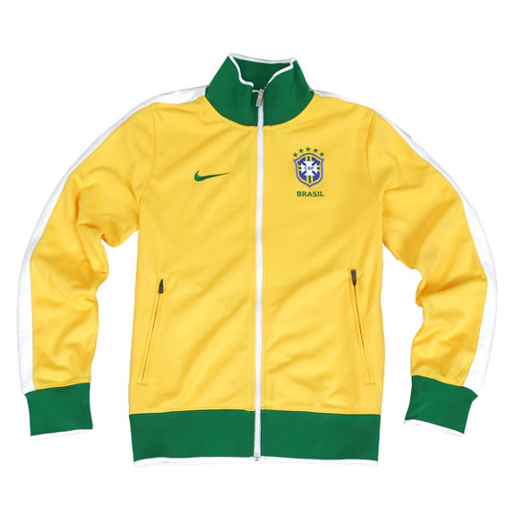NIKE BRAZIL Mens Soccer JACKET Size M track ANTHEM YELLOW 370285-703 