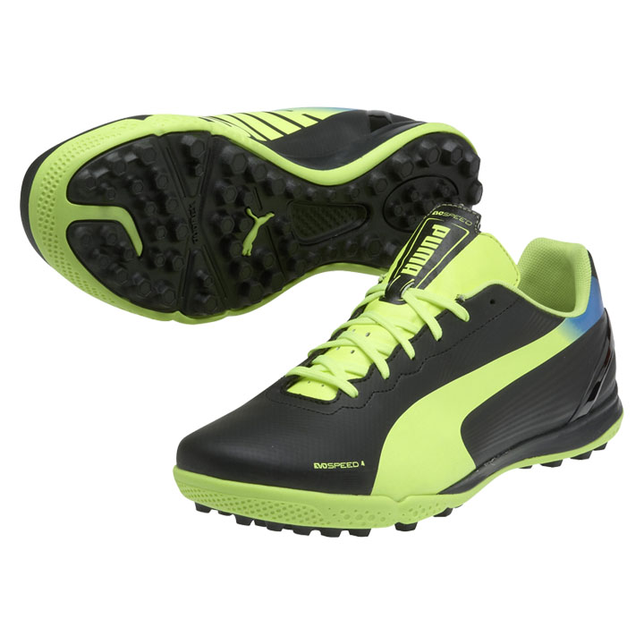 Puma evoSpeed 4.2 Turf Soccer Shoes (Black/Fluo Yellow) @ SoccerEvolution