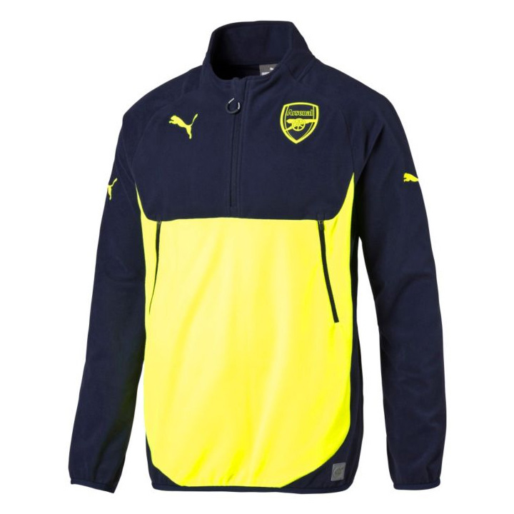 Puma Arsenal Fleece Soccer Training Top (Peacoat/Safety Yellow ...