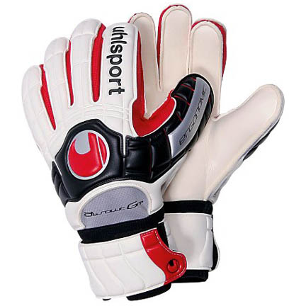 Uhlsport Ergonomic AbsolutGrip Soccer Goalkeeper Glove (White/Black/Red ...